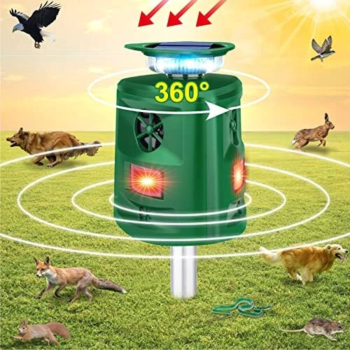 Ultrasonic Solar Animal Repeller, 360°Ultrasonic Cat Deterrent Outdoor,