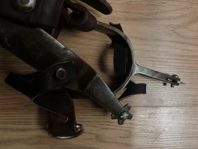 🎇Vintage Western Rodeo B B Handmade Bull Riding Cowboy Spurs & Leather Straps