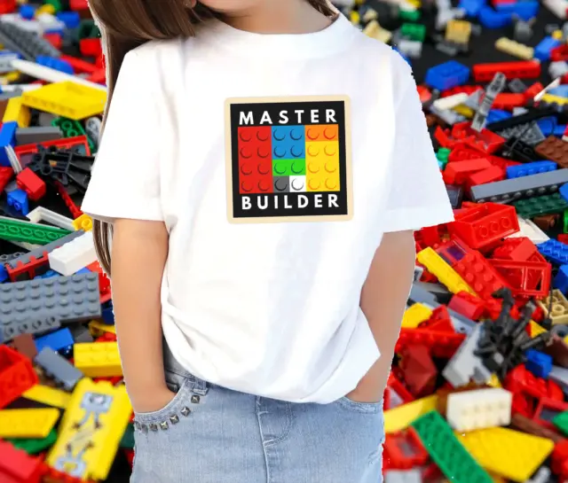 Childs Kids Boys & Girls Tshirt Tee Sublimation Master Lego Builder Tv Cool Gift