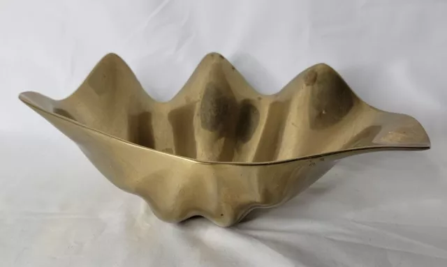 Large Heavy Brass Shell Ornate Dish Soap Sponge Vintage Original
