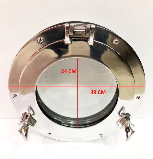 15" Canal Bateau Hublot Fenêtre Argent Nickel Porte Fenêtre Verre Hublot...