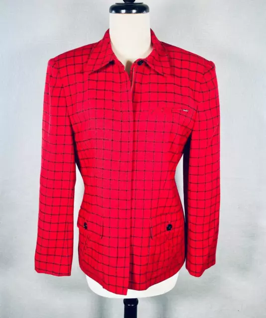 Lauren Ralph Lauren Full Zip Jacket Womens 8 Red Wool Blend Coat