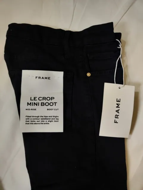 Frame Le Crop Mini Boot Denim Jean Women's Black Low-Rise Pants Size 23 NEW