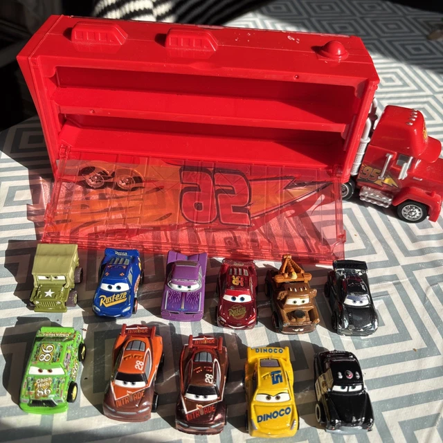 DISNEY PIXAR CARS Mack Hauler Mini Racer Truck And 11 Mini Racers £21. ...