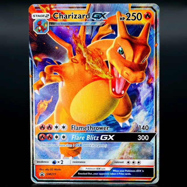 SM211 - Charizard GX - SM Black Star Promo Halbkunst - Pokémonkarte - fast neuwertig