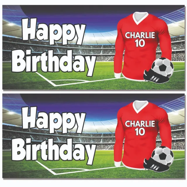 Personalised Football Shirt Birthday Banners Party Decorations Any Team 2 pack