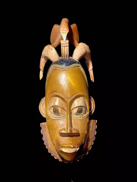 African Tribal Face Mask Wood Hand Carved Wall Mounted Face Mask GURO MASK  2810