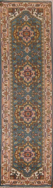 Geometric Traditional Heriz Serapi 10 ft. Runner Wool Hand-knotted Rug 3x10