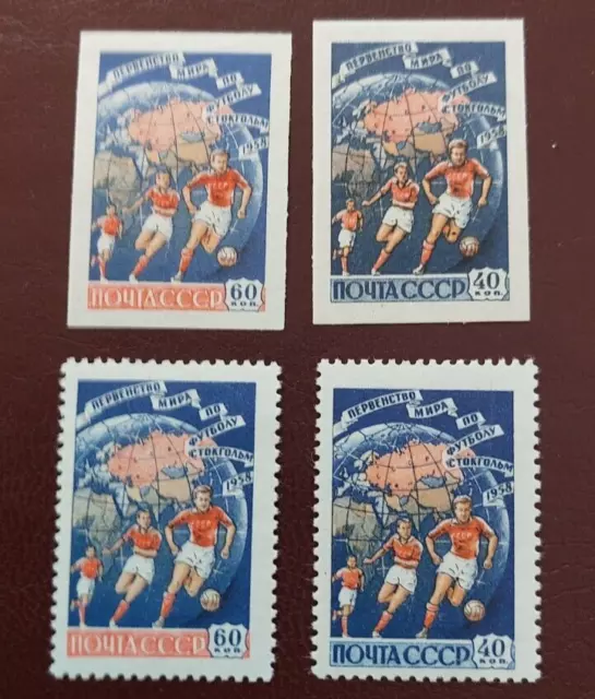 Russia (Sowjetunion) 1958  Mi. 2089-2090 A+B** MNH postfrisch Fussball