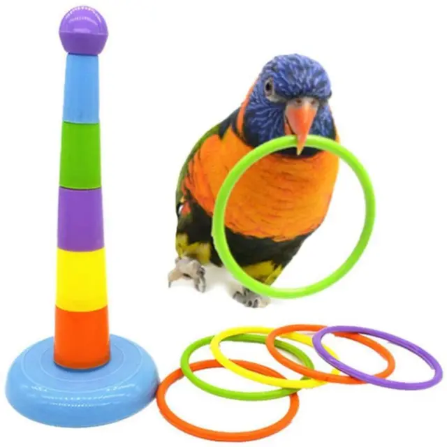 Activity Playground Parrots Platform Bird Chew Toy Ferrule Toy Colorful Rings