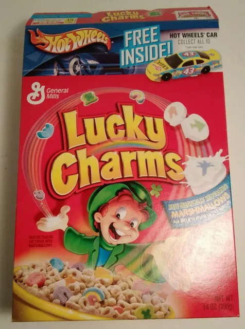GENERAL MILLS CEREAL Box Lucky Charms Hot Wheels Edition - empty box! £ ...