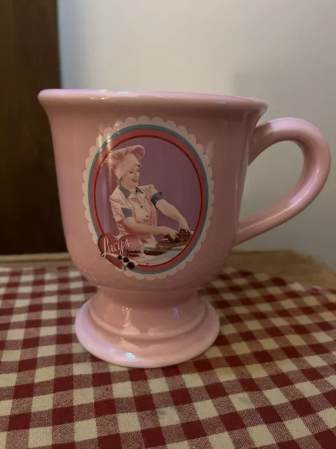 Pink I Love Lucy Pedestal Mug "Lucys Chocolate Factory"  2006  Coffee Hot Cocoa