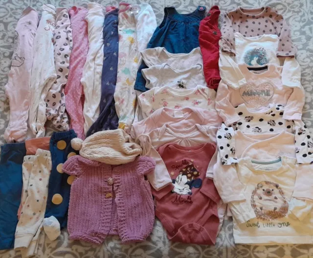 Bundle Of Girls Clothes 3-6 Months Inc Babygrows Bodysuits Long Sleeved Tops Etc