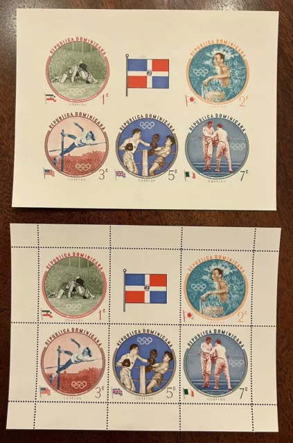 DOMINICAN REPUBLIC: 1960. 17th Olympic Games SC#525-29, mini-sheets, perf/imperf