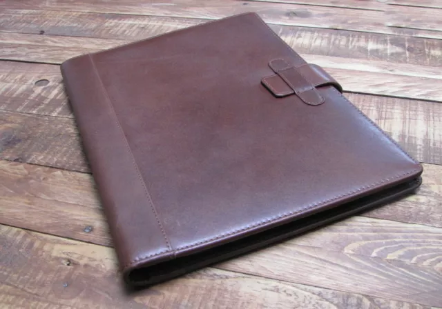 Brown Real Leather A4 folder Organiser portfolio option to Personalise IT124