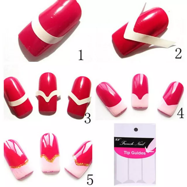 7 Paquetes Manicura Francesa Arte en Uñas Puntas Flecos Guías Pegatina Hágalo usted mismo Forma de plantilla Z8