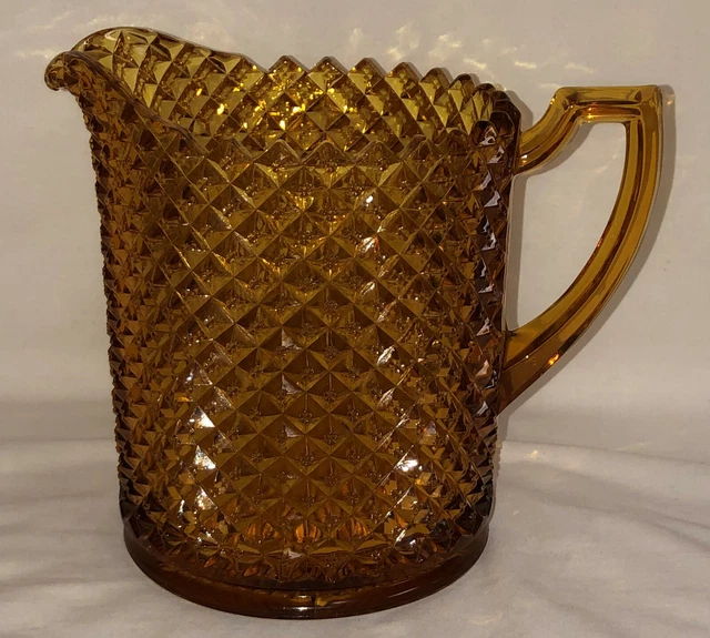 Westmoreland ENGLISH HOBNAIL DARK AMBER 7 1/4"-64 OZ STRAIGHT SIDED PITCHER EH22