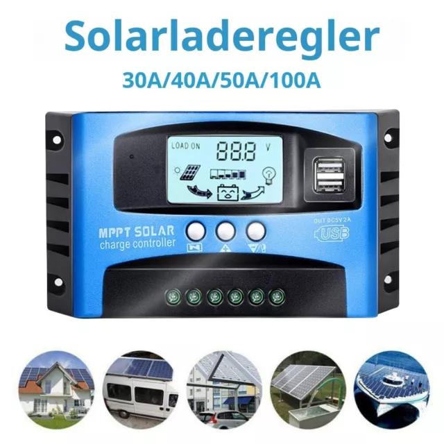 30/100A 12-24V MPPT-Solar Ladegerät Controller Panel Regler Daul USB Digital LCD