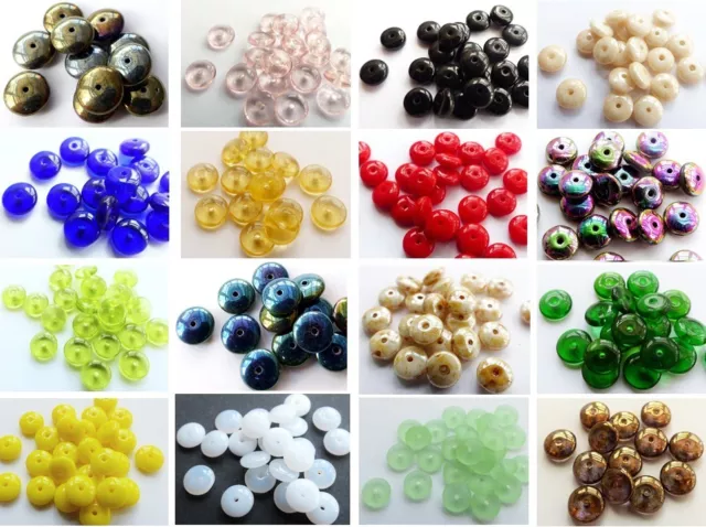 4mm 6mm 8mm 9mm 10mm 12mm CZECH GLASS FLAT ROUND/DISC/RONDELLE/SPACER BEADS