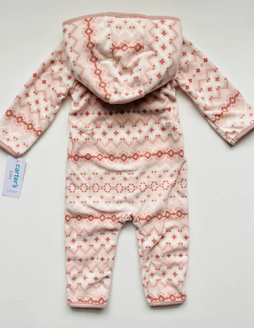 New Baby Girl Clothes Carters 9 Months Coverall Jumpsuit Zip Hooded Fleece 3