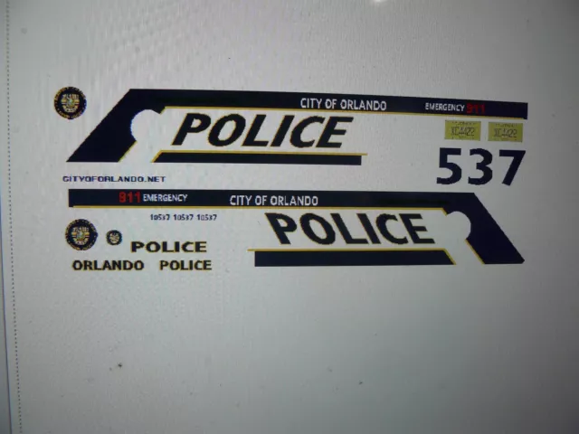 Orlando Florida Police Patrol Car Decals 1:24