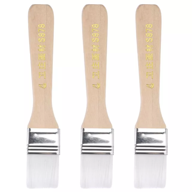 6" Paint Brush 1" Width Soft Nylon Bristle with Wood Handle White 3Pcs