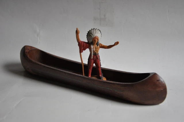 Quiralu Chef Indien Et Son Canoë, Figurine 1/32 (60mm), Aluminium, Fabrication Française