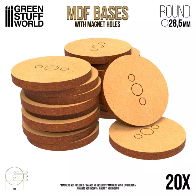 20x MDF Bases - Round 28,5mm- Thickness 3mm Basing Laser Cut Wargames Miniatures