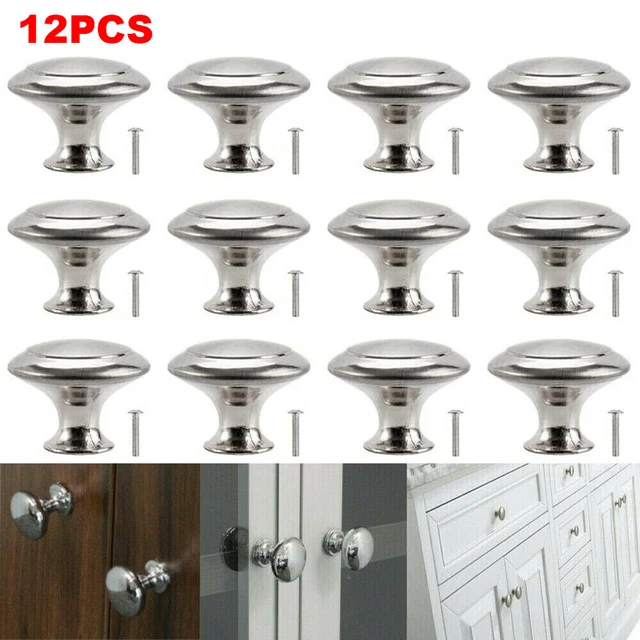 12x Stainless Steel Door Knobs Cupboard Drawer Kitchen Cabinet Knob Pull Handle