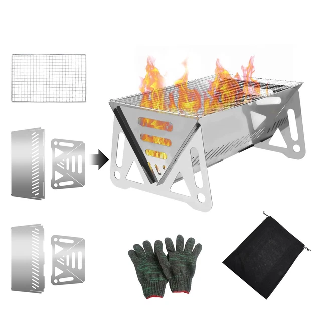 Brasero Portable 55 Cm Avec Sac De Transport - Pour Jardin, Camping, Terrasse, Feu De Camp & Barbecue - 11