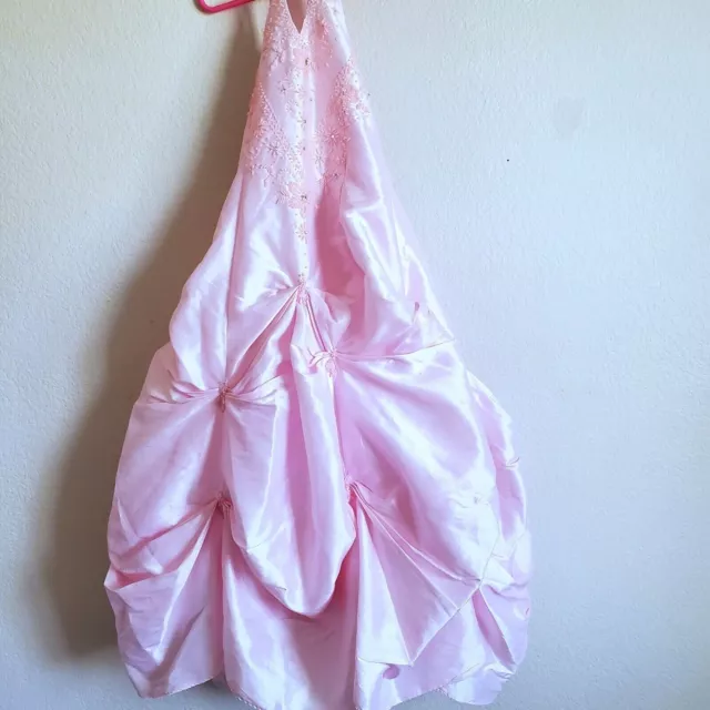 Girl  Dress Size 4 Pink Tip Top Halter Wedding Flower Girl Party Elegant