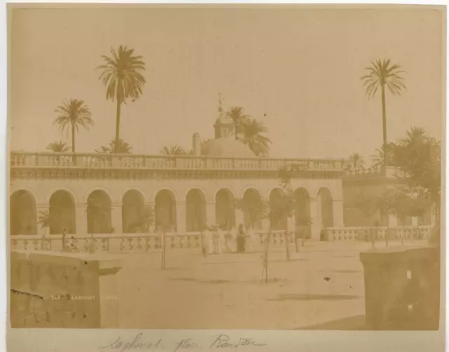 Algérie, Laghouat (الأغواط), Place Randon  Vintage albumen print. Tirage album