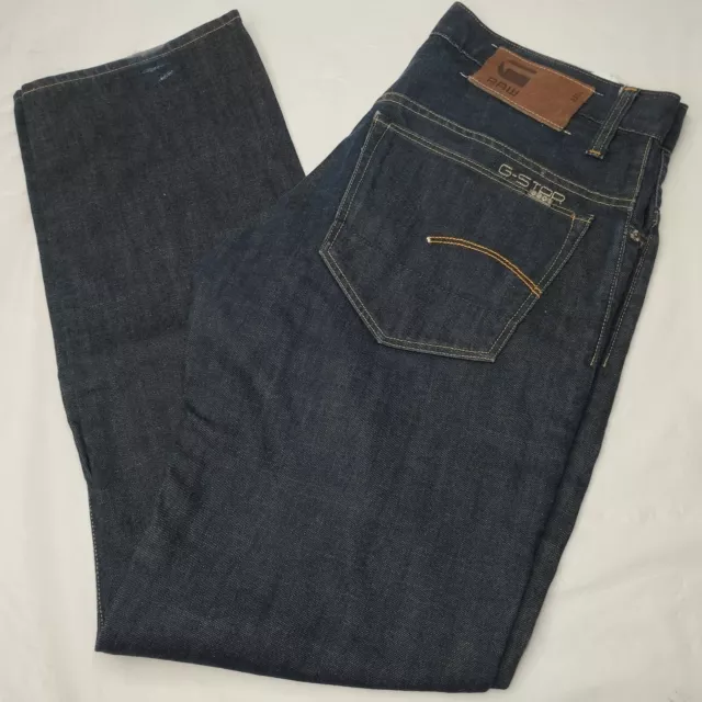 G-Star Raw 3301 Straight Jeans W32 L32 Blue Denim Mens Button Fly Gstar