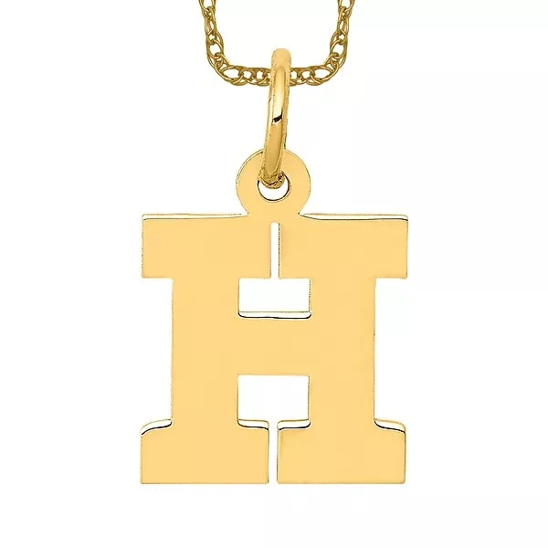 14K YELLOW GOLD Small Dainty Letter H Initial Name Monogram Necklace ...