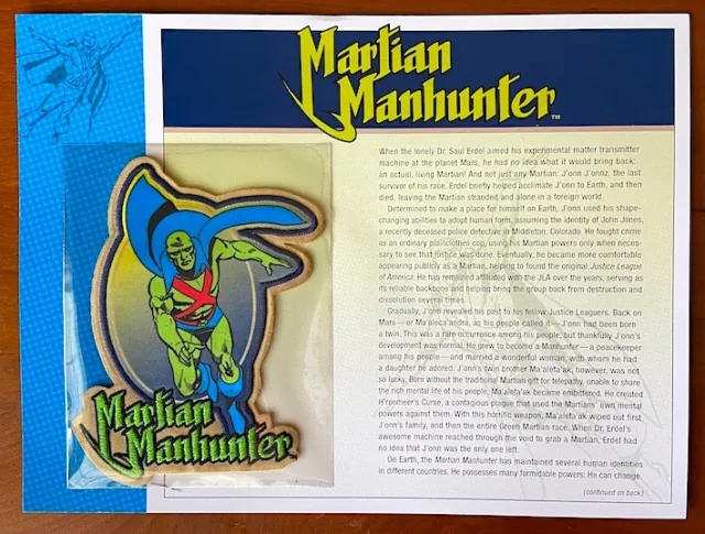 MARTIAN MANHUNTER PATCH on INFO CARD Willabee & Ward DC COMICS PATCH COLLECTION