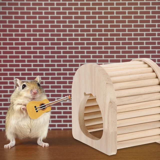 1pc Holz Hamster Hideout Holz Hamster Hütte Komfortable Pet Hideaway 3