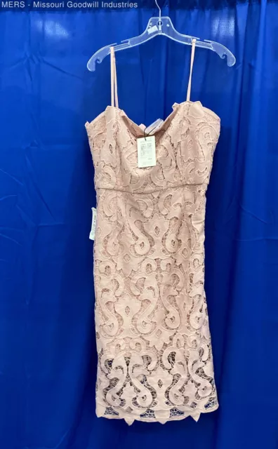 Bardot Women Pink Rose Lina Lace Knee Length Sheath Dress - Size 12/XL