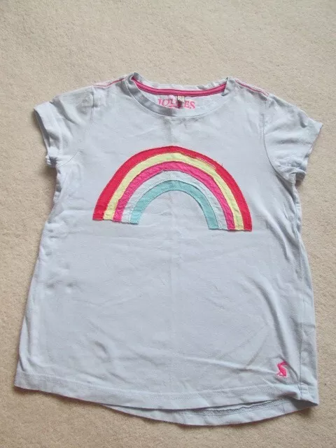 Girls t-shirt aged 7-8 years by Joules T's, light blue with rainbow, used