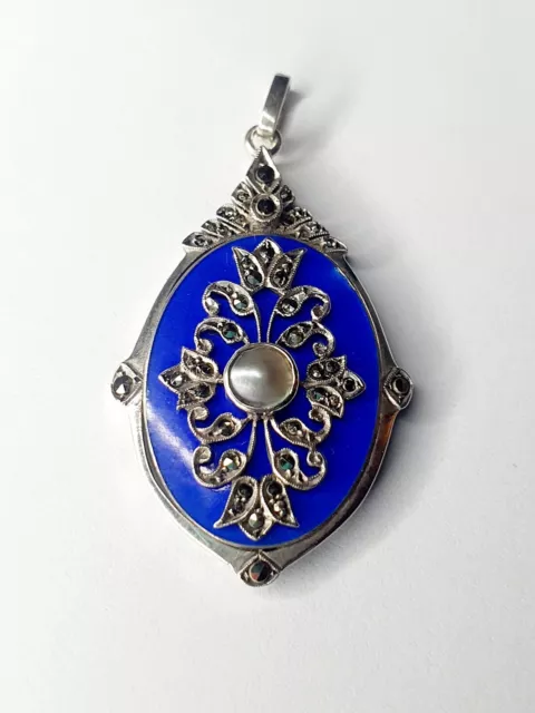 Antiker Anhänger JUGENDSTIL Amulett mit natürlichen Lapislazuli um 1910