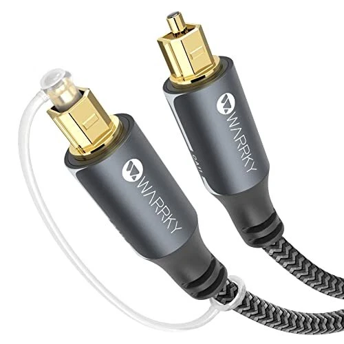 WARRKY Câble Optique Audio, 1m / 3.3ft Cable Optique [Nylon Tressé, Plaqué Or] C