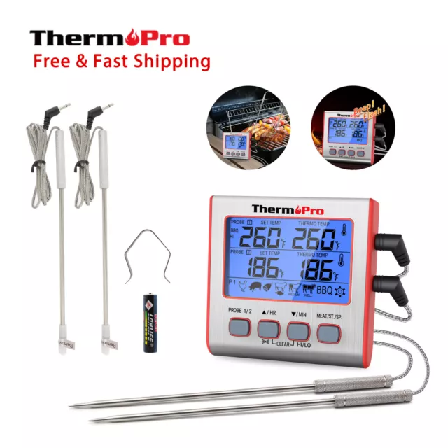 Prolong Dual 2 Probe Digital Meat Cooking Thermometer Grill BBQ Food Oven Smoker