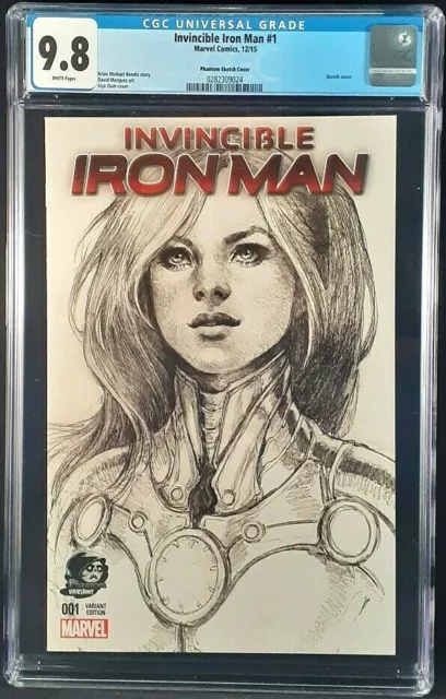 Invincible Iron Man #1 Cgc 9.8 Oum Phantom Sketch Variant Avengers Riri Williams