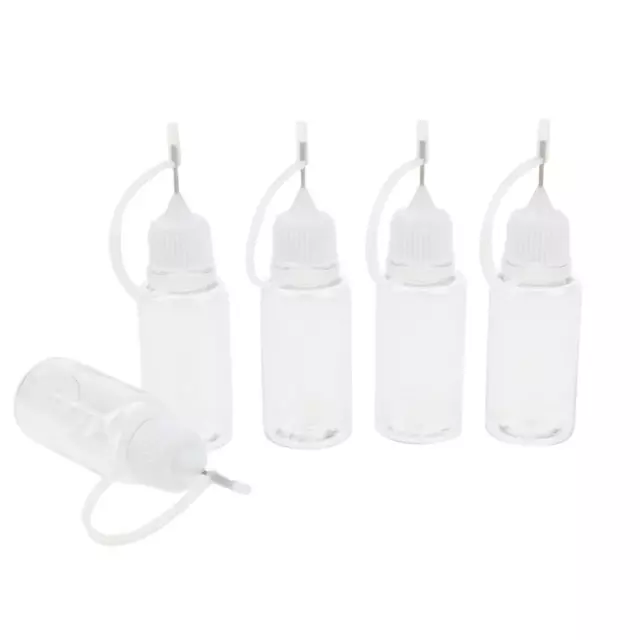 5x 20ml Empty Plastic Squeezable Liquid Dropper Bottles Needle Tip White Cap