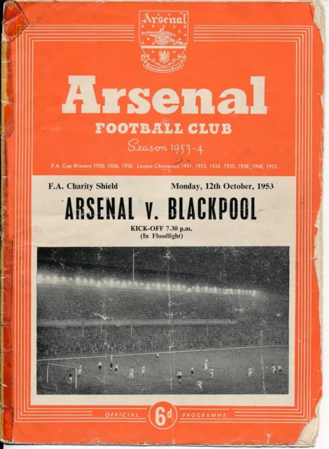 FA CHARITY SHIELD 1953 Arsenal v Blackpool - cellotaped edge
