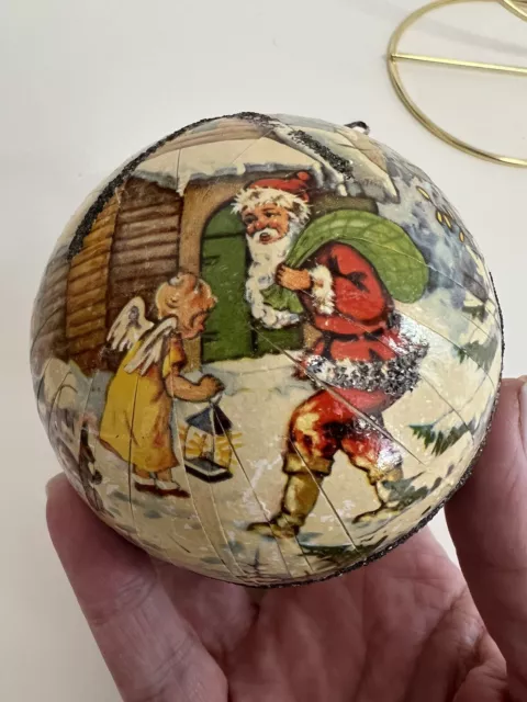 Vintage Paper Mache Christmas Ornament Western Germany Holds Candy Money  1950's