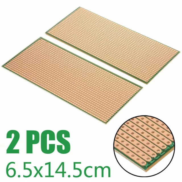 2Pcs Stripboard Veroboard 6.5x14.5cm Uncut PCB Platine Single Side Circuit Board