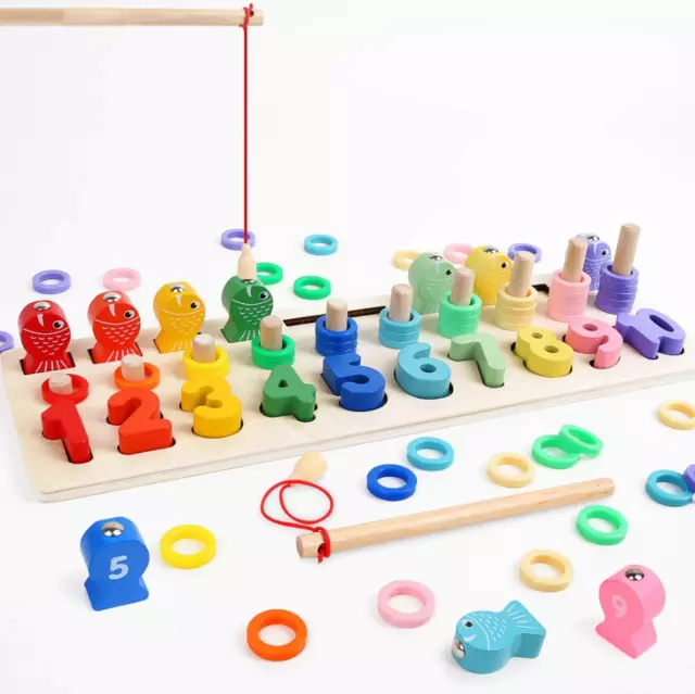 Sonderposten Restposten 8 Stück Montessori-Holzklötze Puzzle Mathematik Sortiere