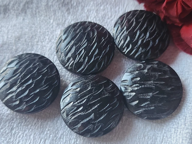 Lot De 5 Gros Boutons Vintage Gris – 3 Cm De Diamètre – Trous Assortis – Réf 4961