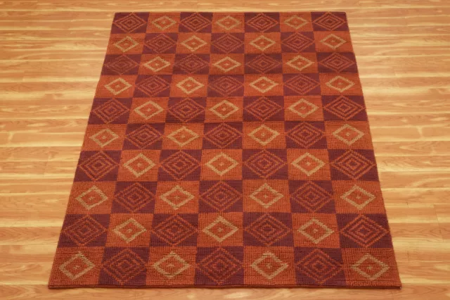 Handmade Brown Carpet Living Dining Bedroom Area Rug Home Decor Jute Kilim 5x7Ft