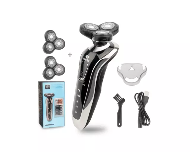 Rasoir Électrique Homme 4D 3 Têtes Rasage Barbe Corp Humide Sec Tondeuse Neuf FR